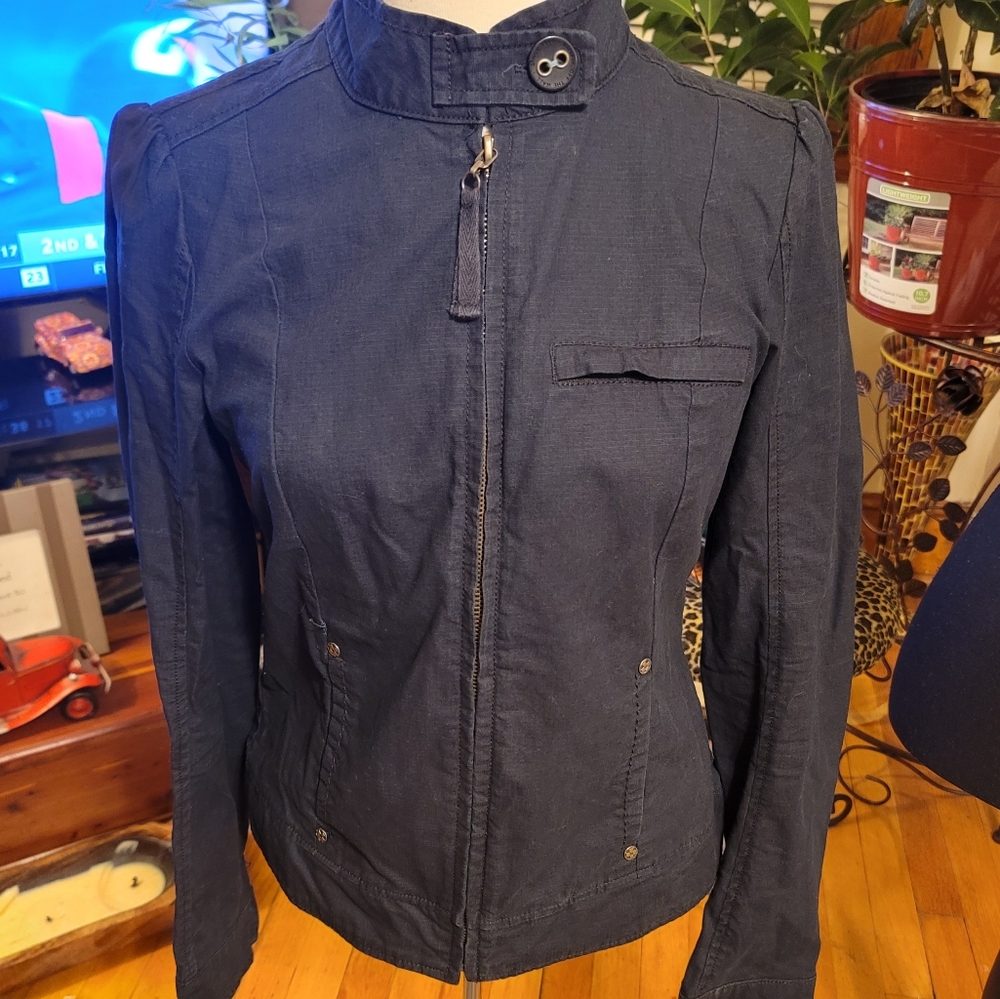 Vans Womens Athletic Utility Jacket with Button Neck Closure